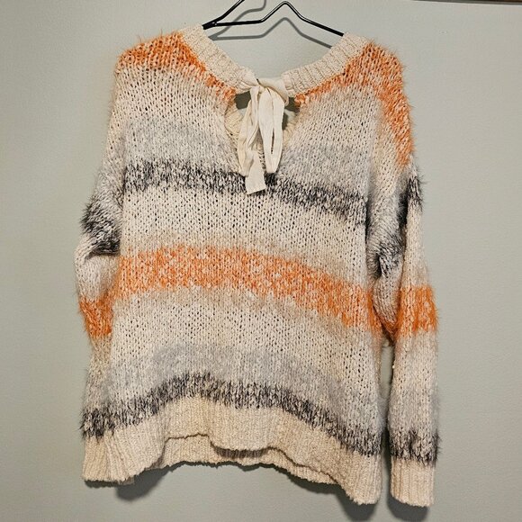 Women’s Anthropology Meadow Rue Back Tie Multicolor Kennedy Sweater, Large - Picture 4 of 12